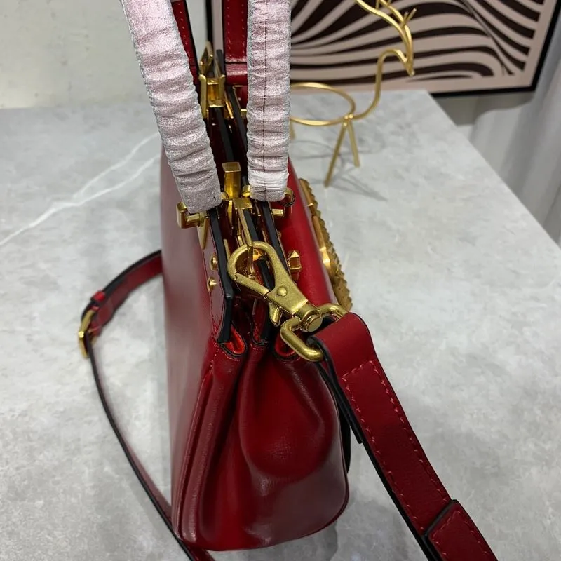 Valentino Red Leather Handbag 669 - Image 6