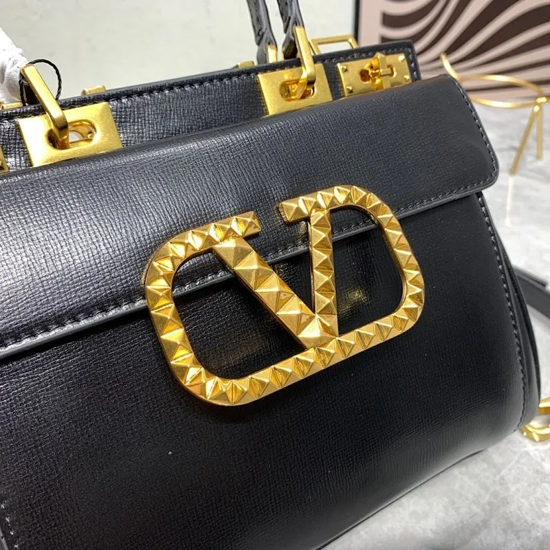 Valentino Black Leather Top Handle Handbag 670 - Image 4