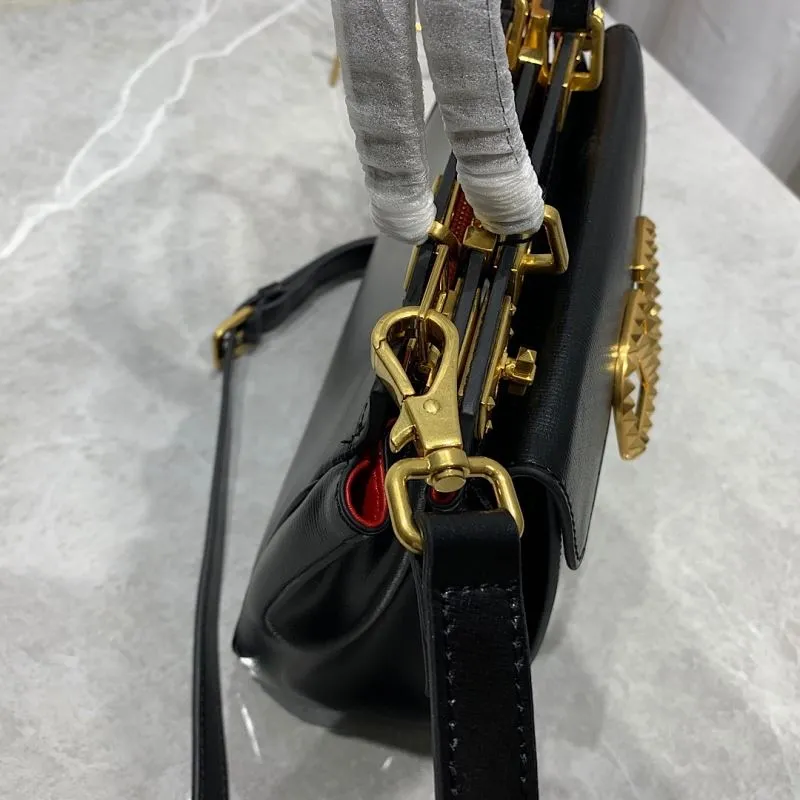 Valentino Black Leather Top Handle Handbag 670 - Image 6