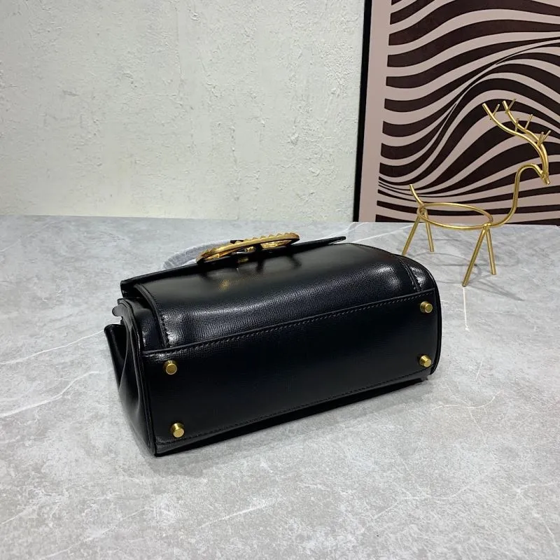 Valentino Black Leather Top Handle Handbag 670 - Image 7