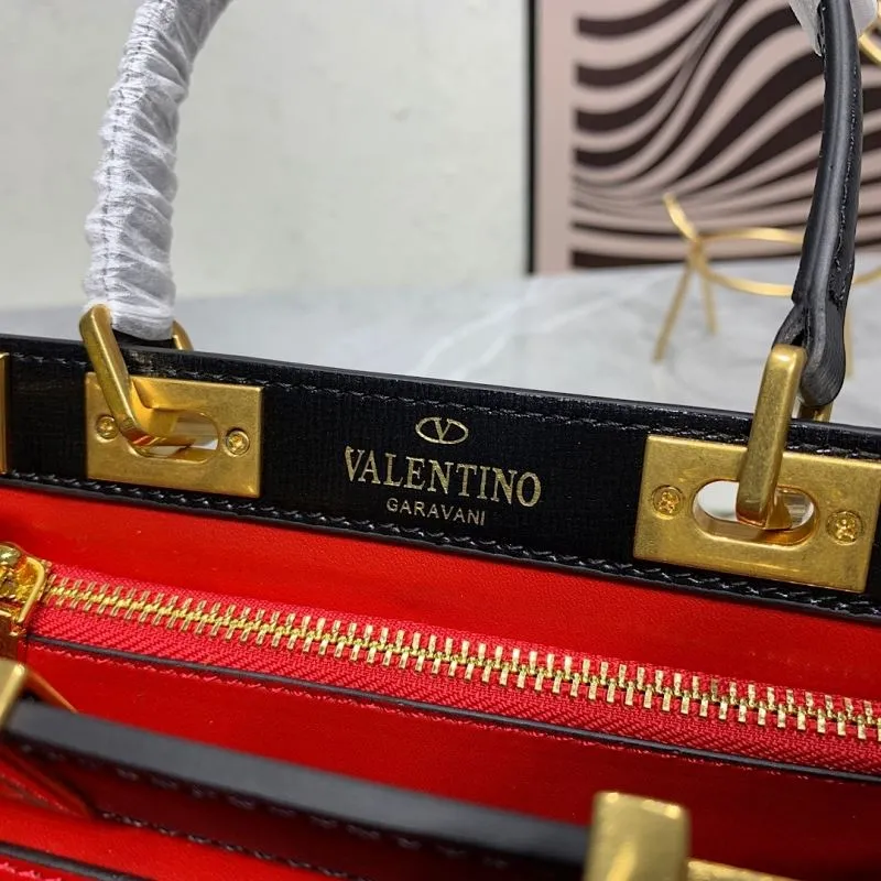 Valentino Black Leather Top Handle Handbag 670 - Image 9