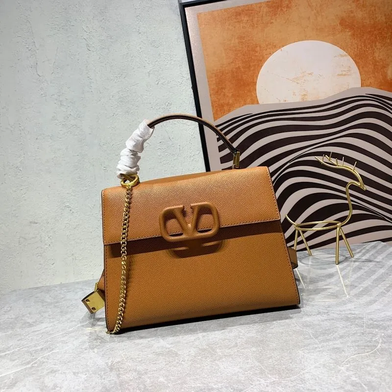Valentino Brown Leather Top Handle Handbag 672