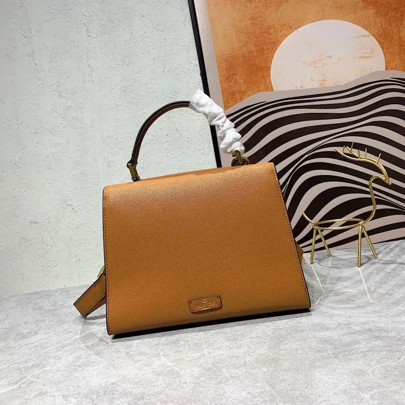 Valentino Brown Leather Top Handle Handbag 672 - Image 3
