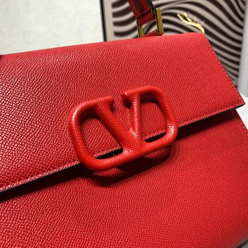 Valentino Red Leather Shoulder Handbag 673 - Image 4