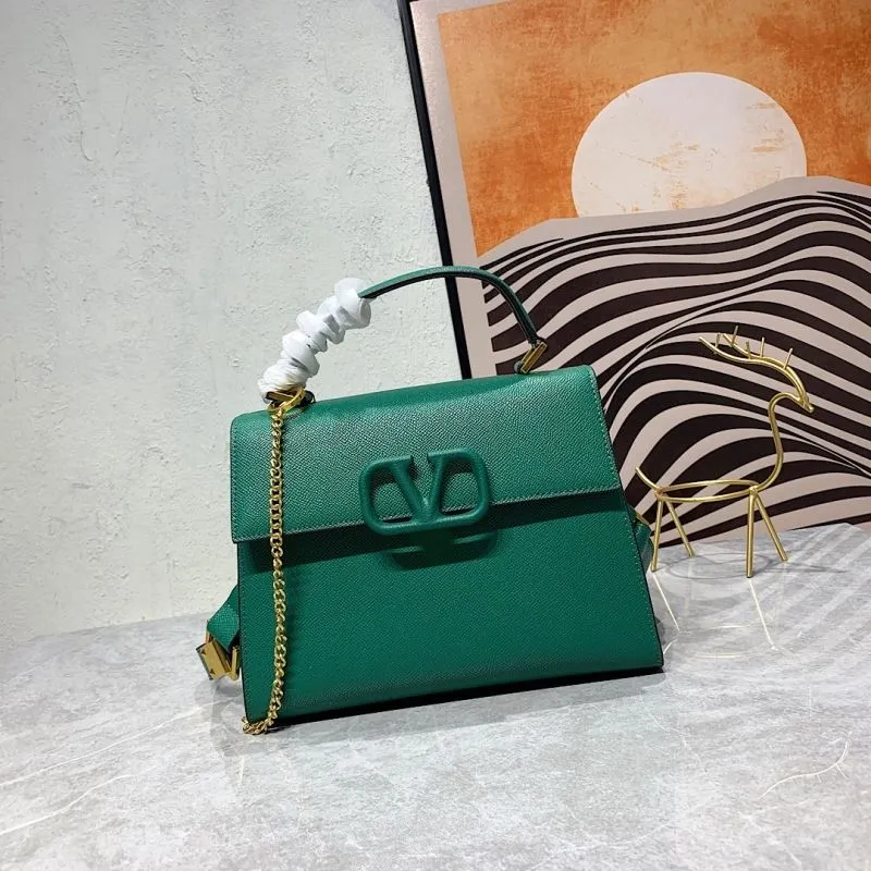 Valentino Green Leather Handbag with Chain Strap 675
