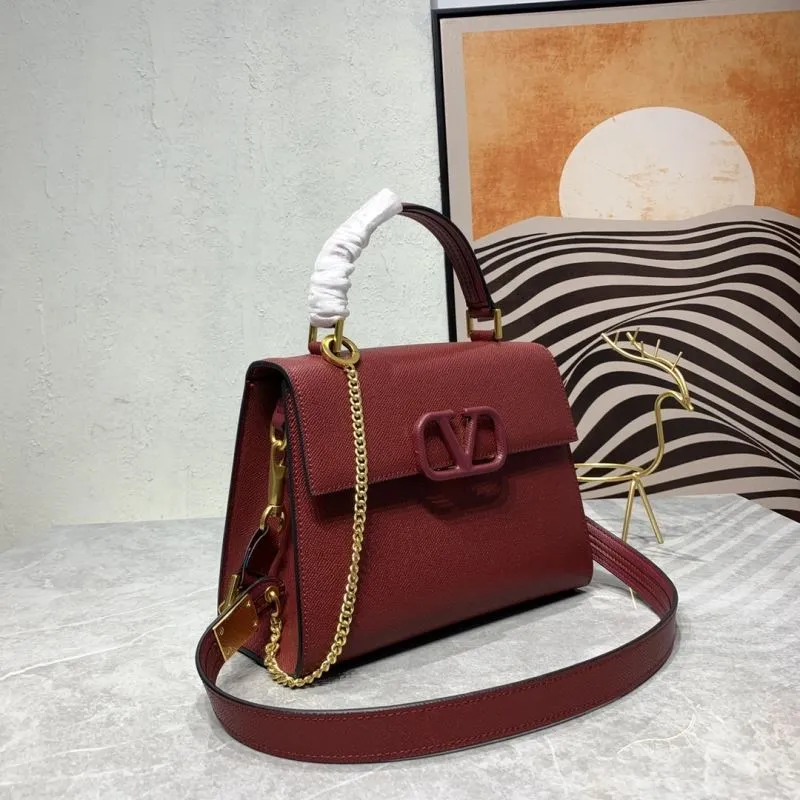 Alternative view of Valentino Burgundy Leather Handbag with Chain Strap