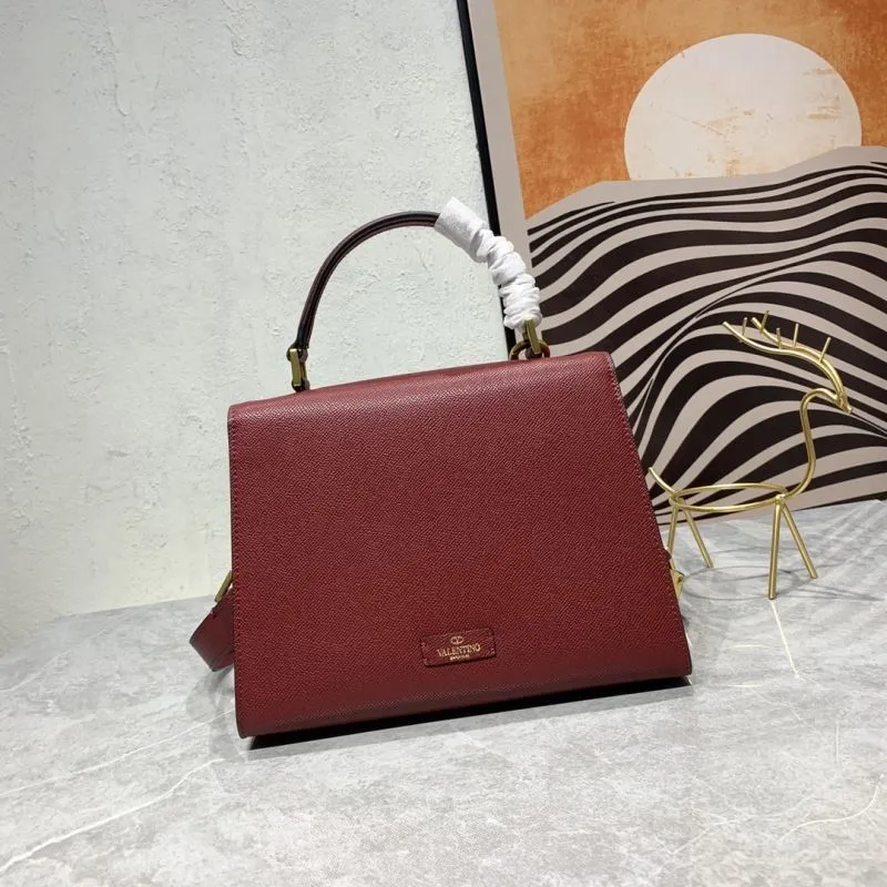 Valentino Burgundy Leather Handbag with Chain Strap - Image 3