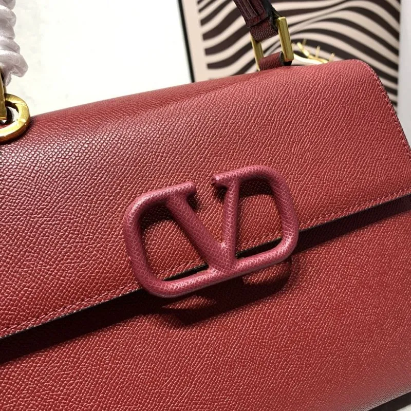 Valentino Burgundy Leather Handbag with Chain Strap - Image 4