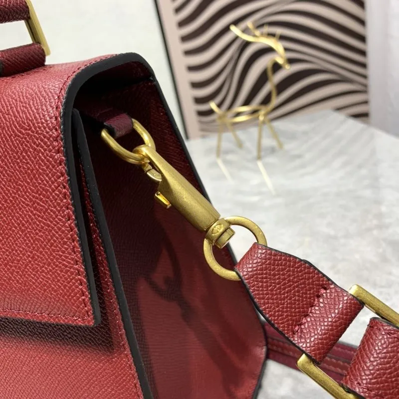 Valentino Burgundy Leather Handbag with Chain Strap - Image 5