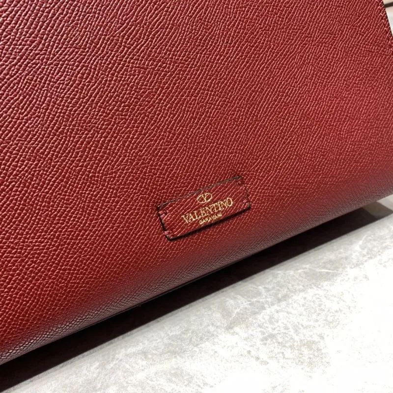 Valentino Burgundy Leather Handbag with Chain Strap - Image 6