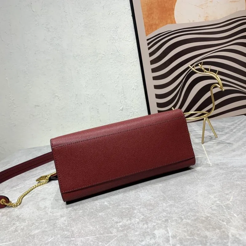 Valentino Burgundy Leather Handbag with Chain Strap - Image 7