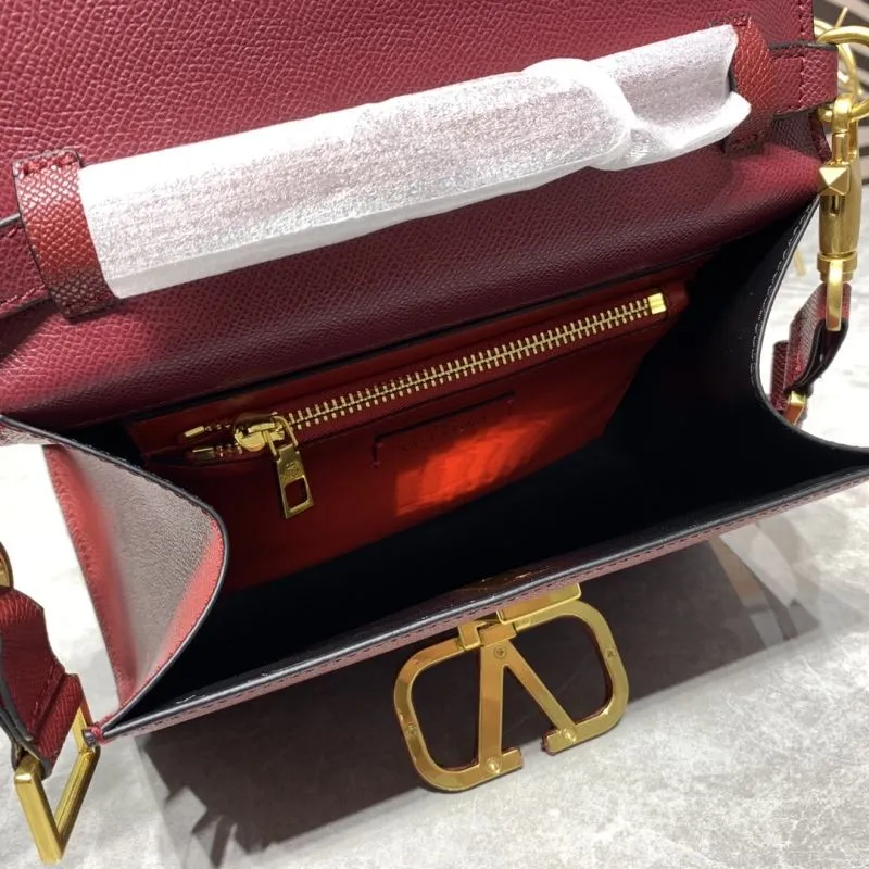 Valentino Burgundy Leather Handbag with Chain Strap - Image 8