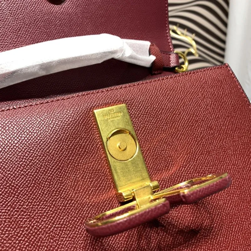 Valentino Burgundy Leather Handbag with Chain Strap - Image 9