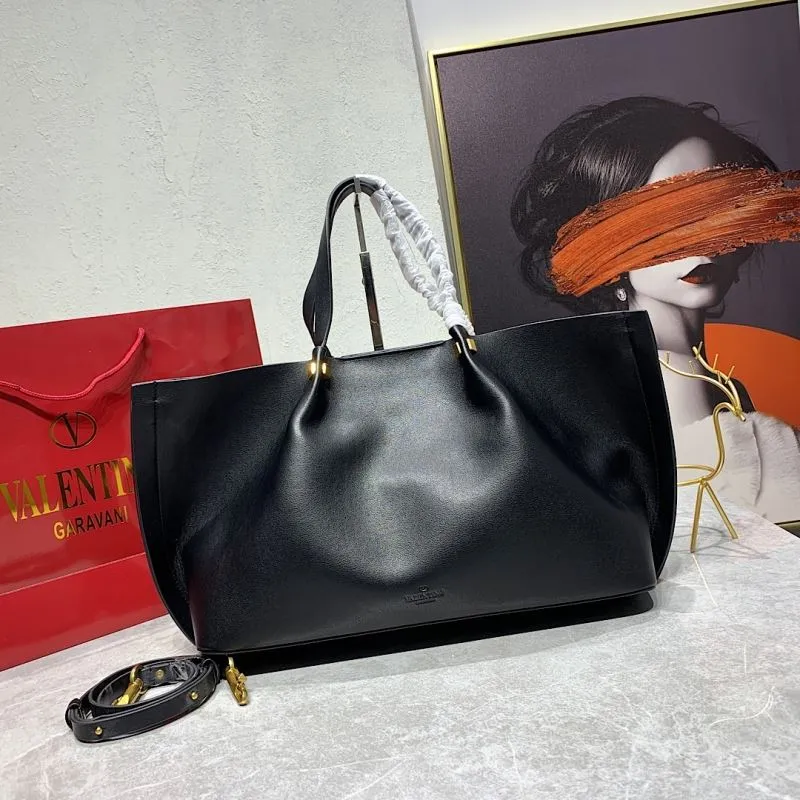 Valentino Black Leather Tote Bag with Pouch - Image 3