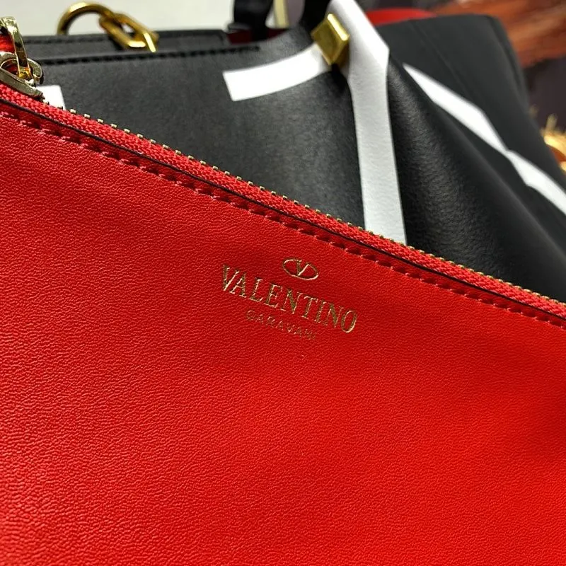 Valentino Black Leather Tote Bag with Pouch - Image 6