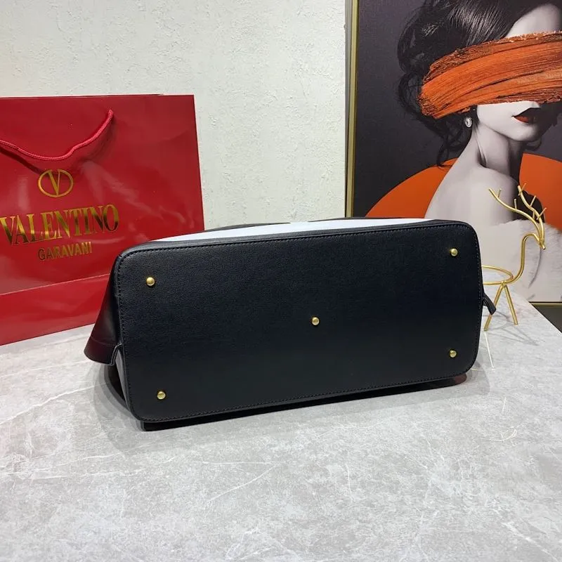 Valentino Black Leather Tote Bag with Pouch - Image 7
