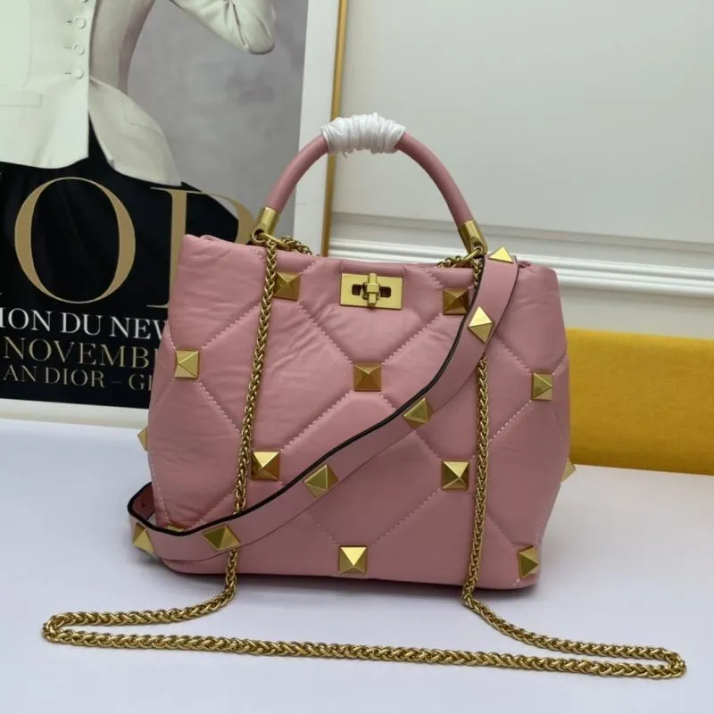 Valentino Pink Studded Quilted Handbag 685