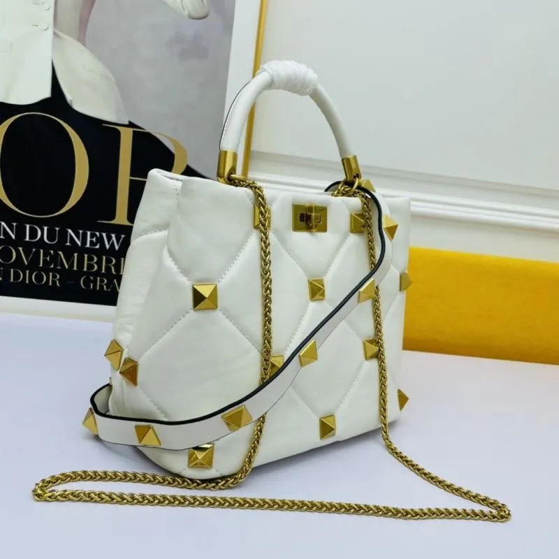 Alternative view of Valentino White Studded Leather Handbag 687