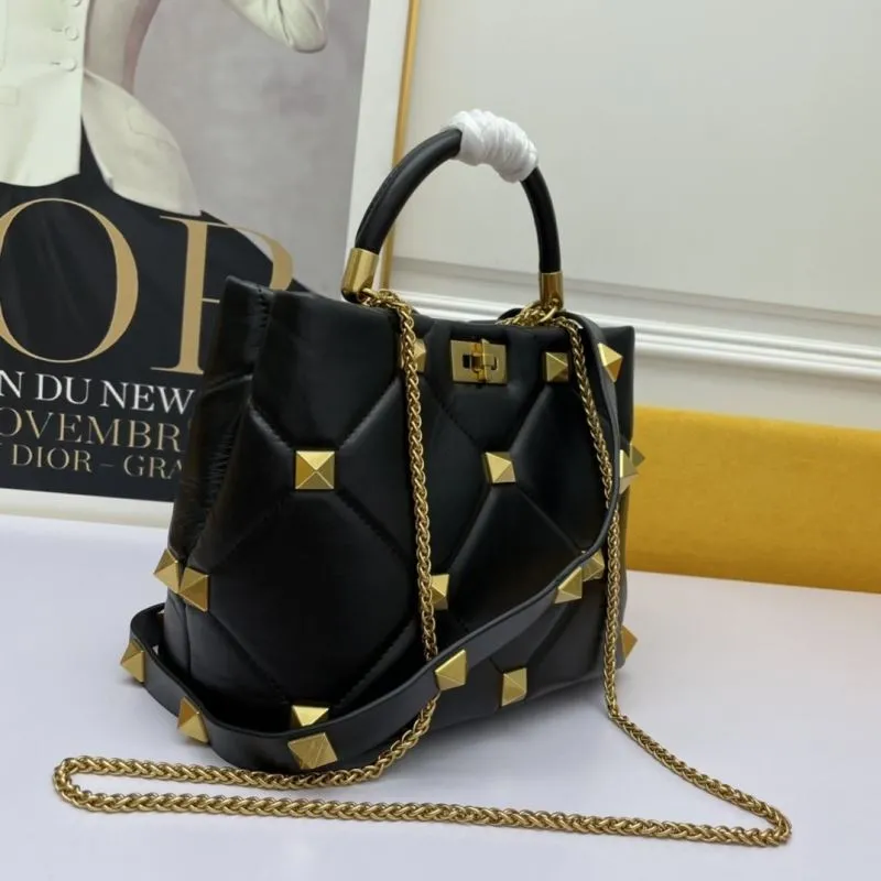 Alternative view of Valentino Black Leather Studded Handbag 689