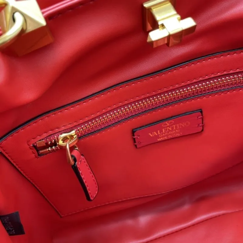Valentino Red Studded Leather Handbag with Chain Strap - Image 8