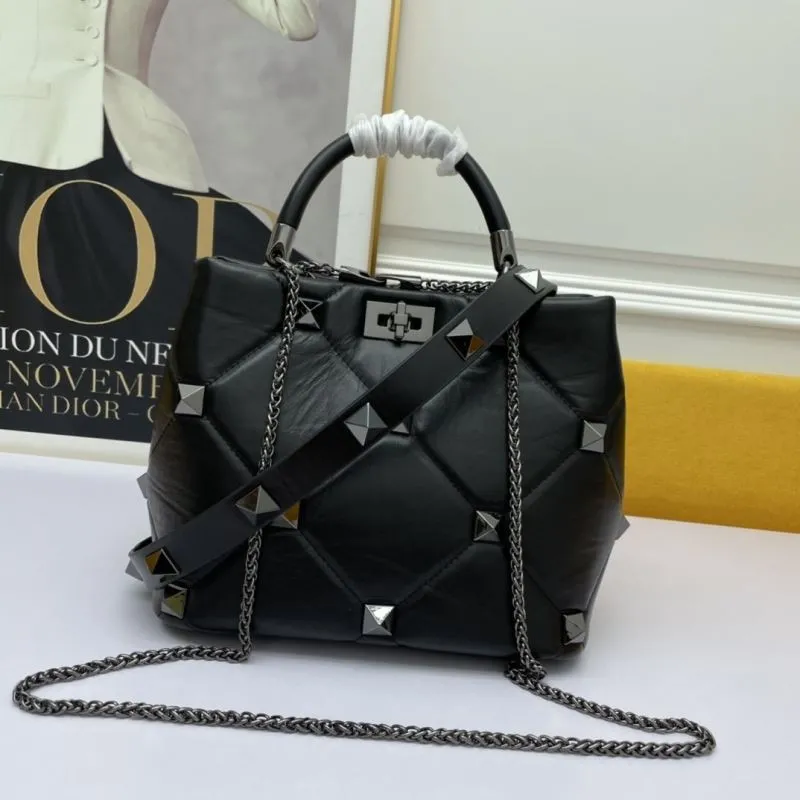 Valentino Black Studded Leather Handbag 691