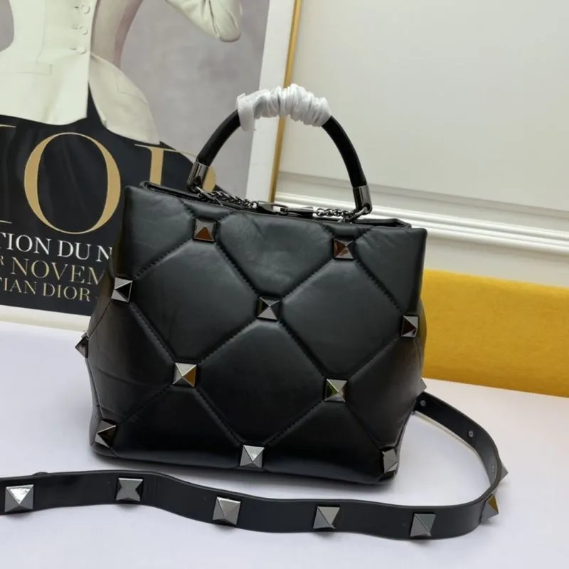Valentino Black Studded Leather Handbag 691 - Image 3