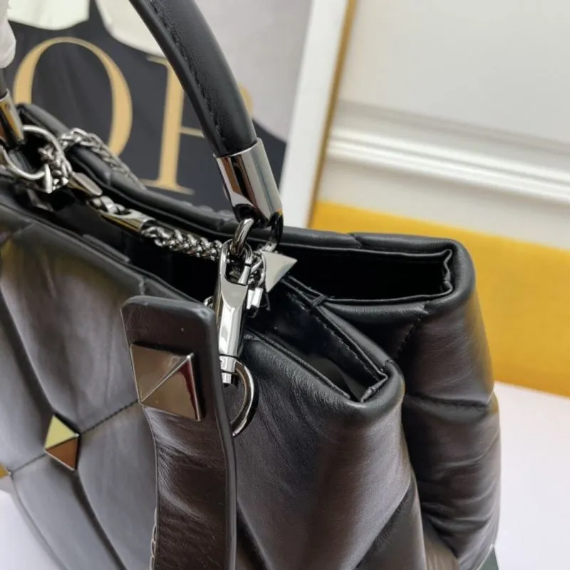 Valentino Black Studded Leather Handbag 691 - Image 6