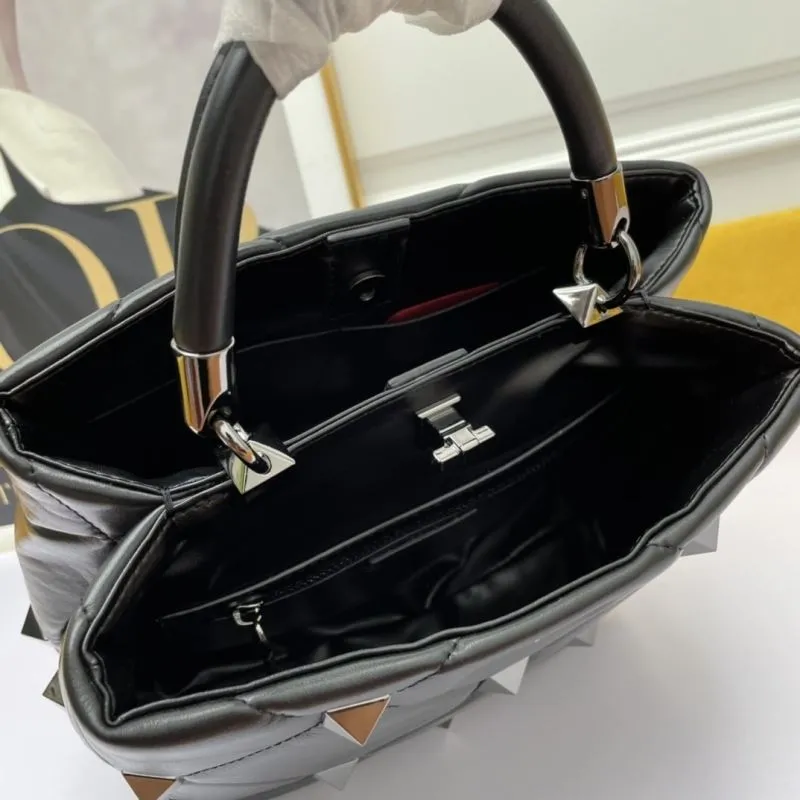 Valentino Black Studded Leather Handbag 691 - Image 7