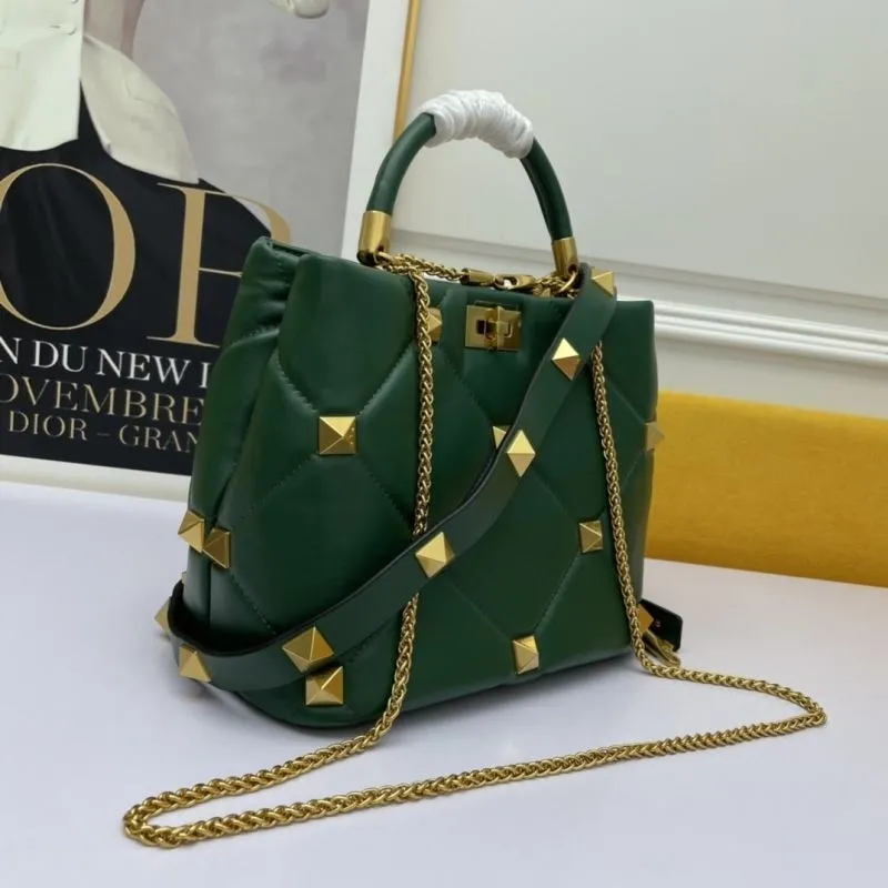 Alternative view of Valentino Dark Green Studded Leather Handbag 692