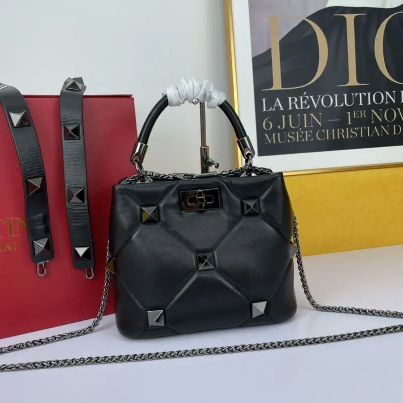 Valentino Black Studded Leather Handbag 693