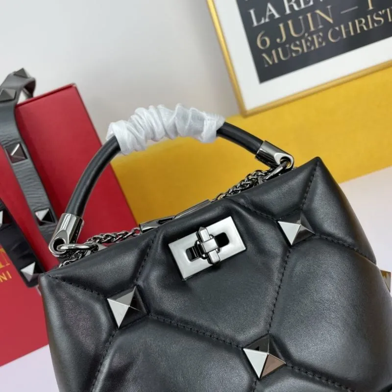 Valentino Black Studded Leather Handbag 693 - Image 4