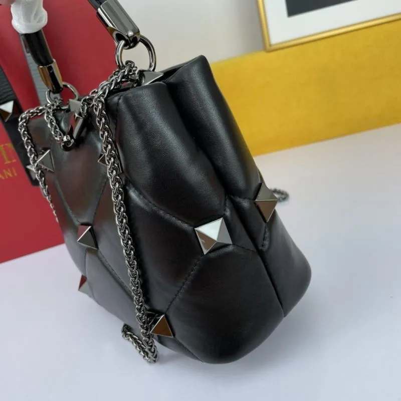 Valentino Black Studded Leather Handbag 693 - Image 6