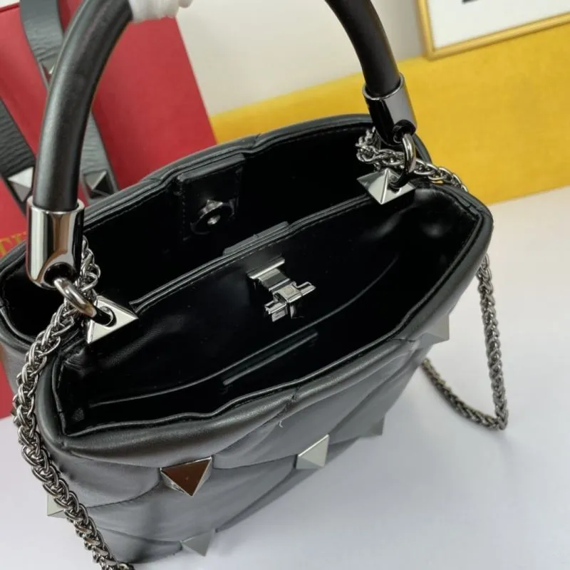 Valentino Black Studded Leather Handbag 693 - Image 8