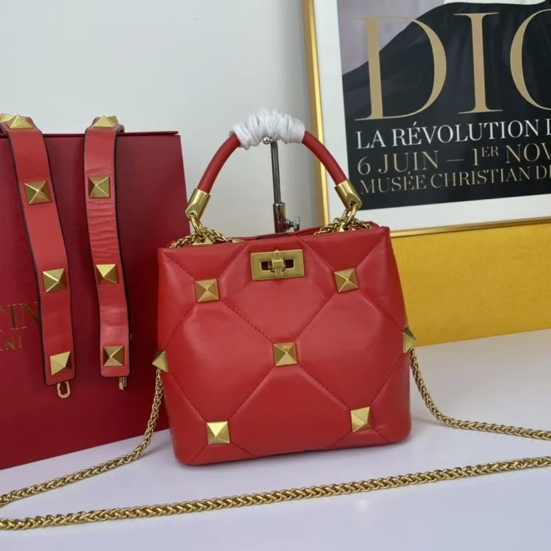 Valentino Red Studded Leather Handbag 694