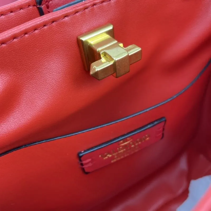 Valentino Red Studded Leather Handbag 694 - Image 8