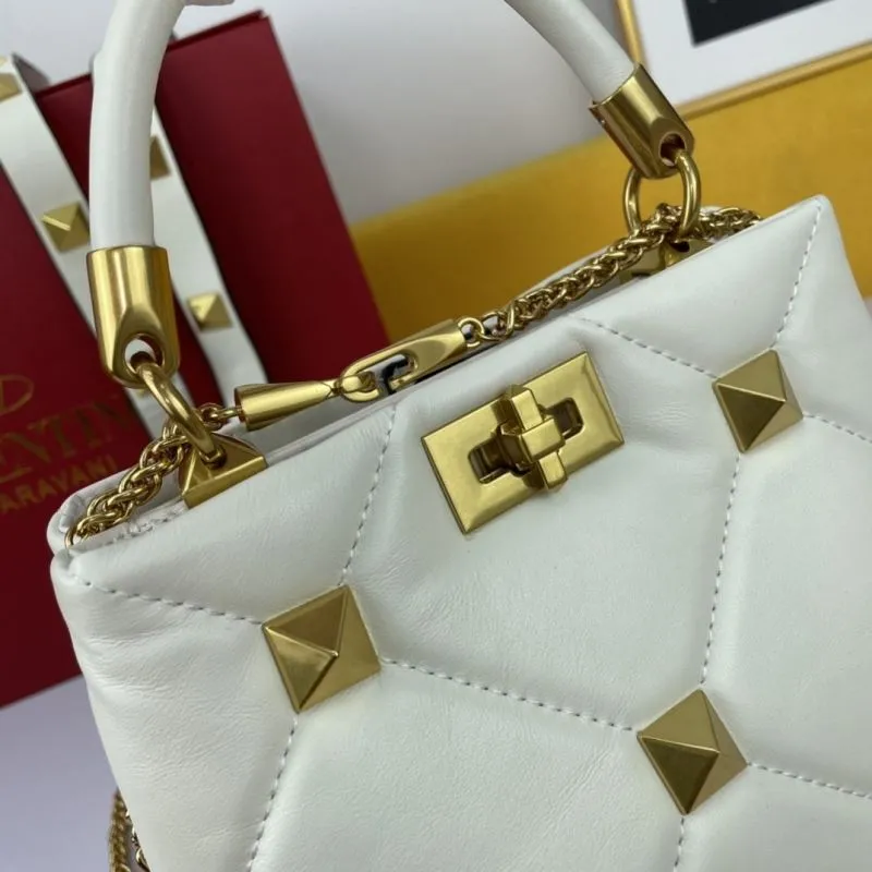 Valentino White Gold Studded Crossbody Handbag - Image 4