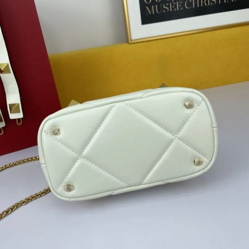 Valentino White Gold Studded Crossbody Handbag - Image 5