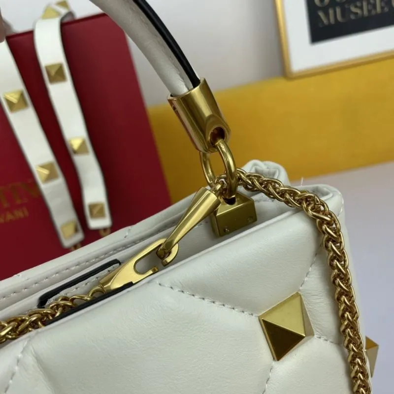 Valentino White Gold Studded Crossbody Handbag - Image 6