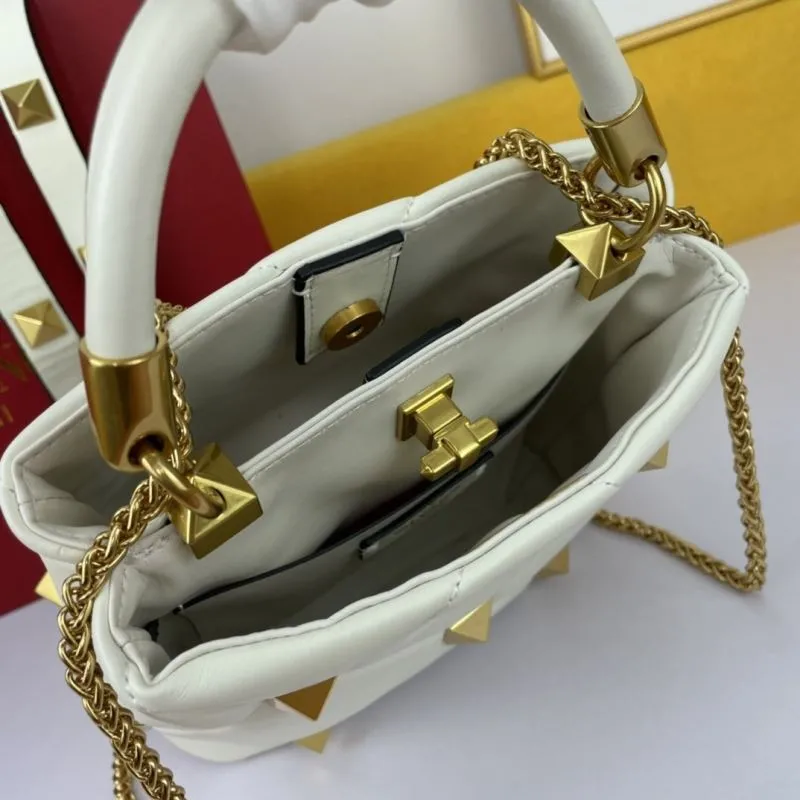 Valentino White Gold Studded Crossbody Handbag - Image 7