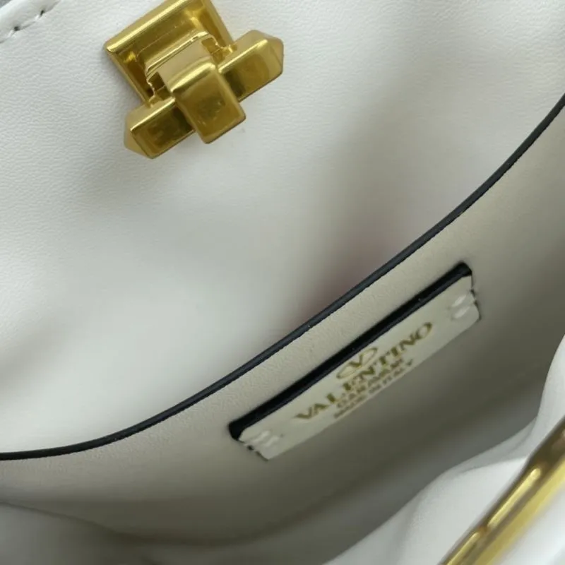 Valentino White Gold Studded Crossbody Handbag - Image 8
