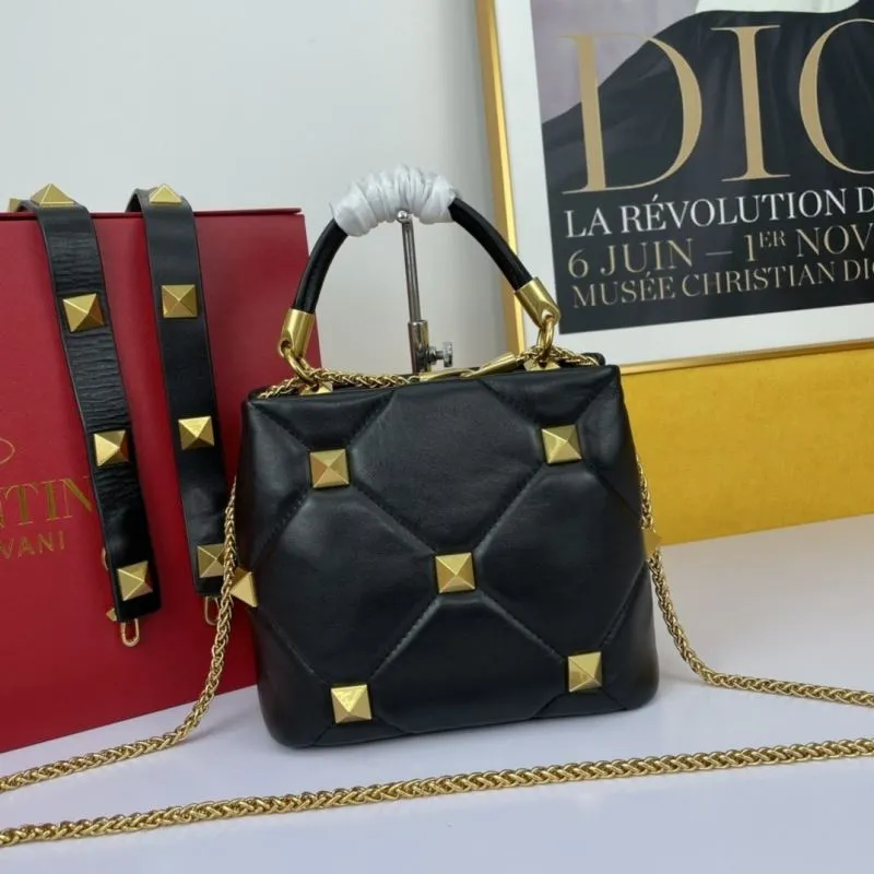 Valentino Black Studded Leather Handbag 697 - Image 3