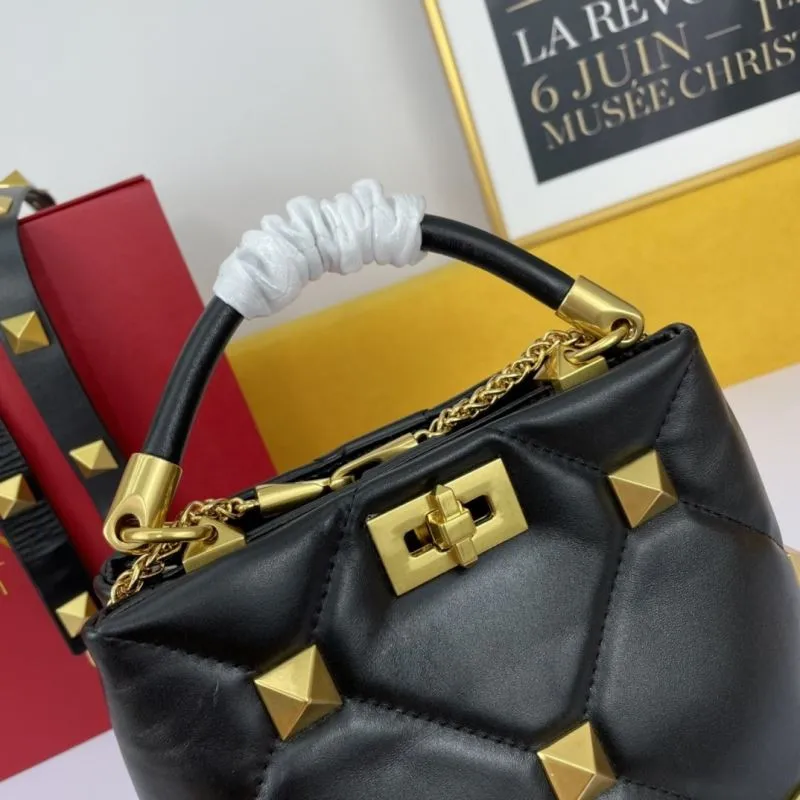 Valentino Black Studded Leather Handbag 697 - Image 4