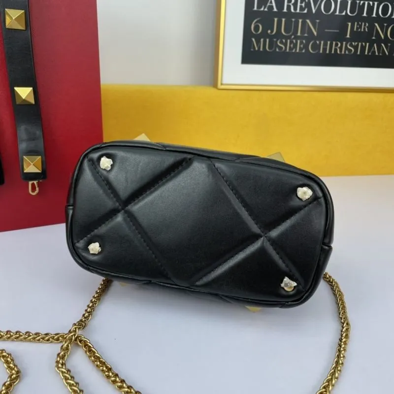 Valentino Black Studded Leather Handbag 697 - Image 5