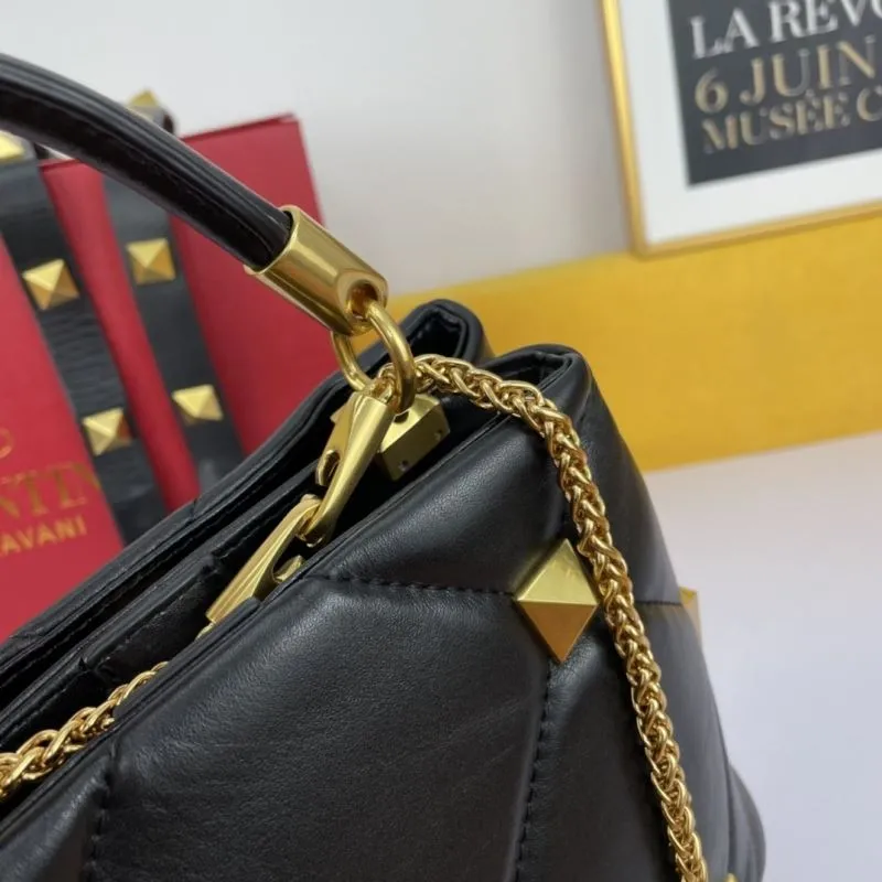 Valentino Black Studded Leather Handbag 697 - Image 6