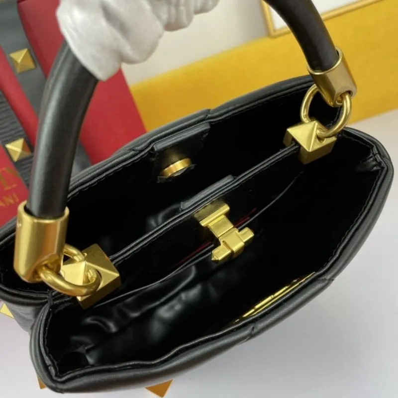 Valentino Black Studded Leather Handbag 697 - Image 8