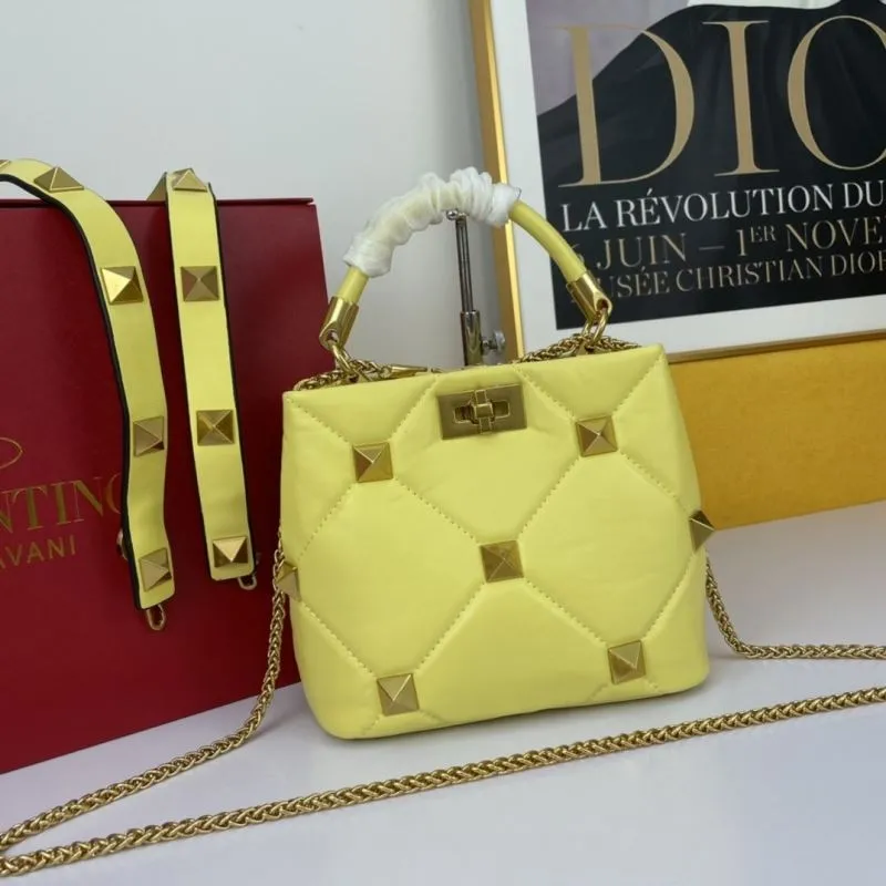 Valentino Yellow Studded Handbag 698