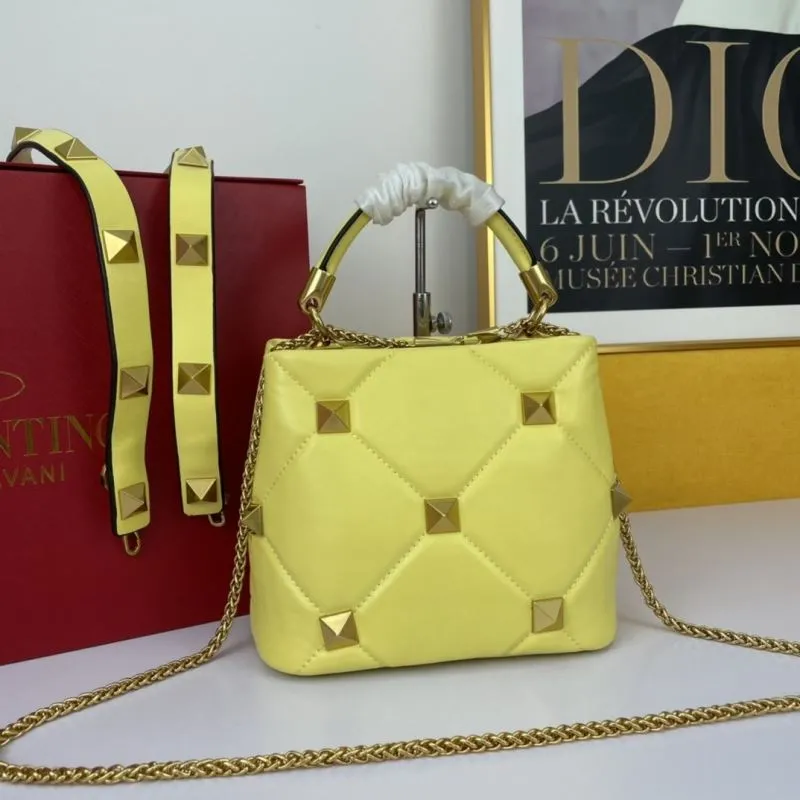 Valentino Yellow Studded Handbag 698 - Image 3