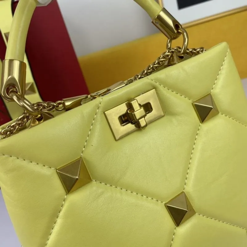 Valentino Yellow Studded Handbag 698 - Image 4