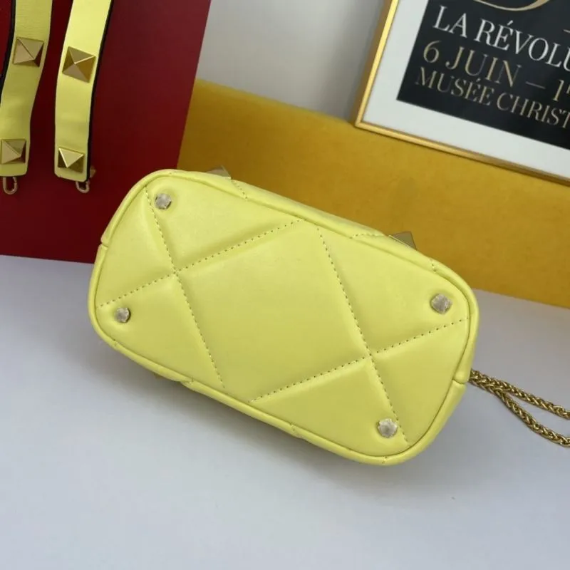 Valentino Yellow Studded Handbag 698 - Image 5