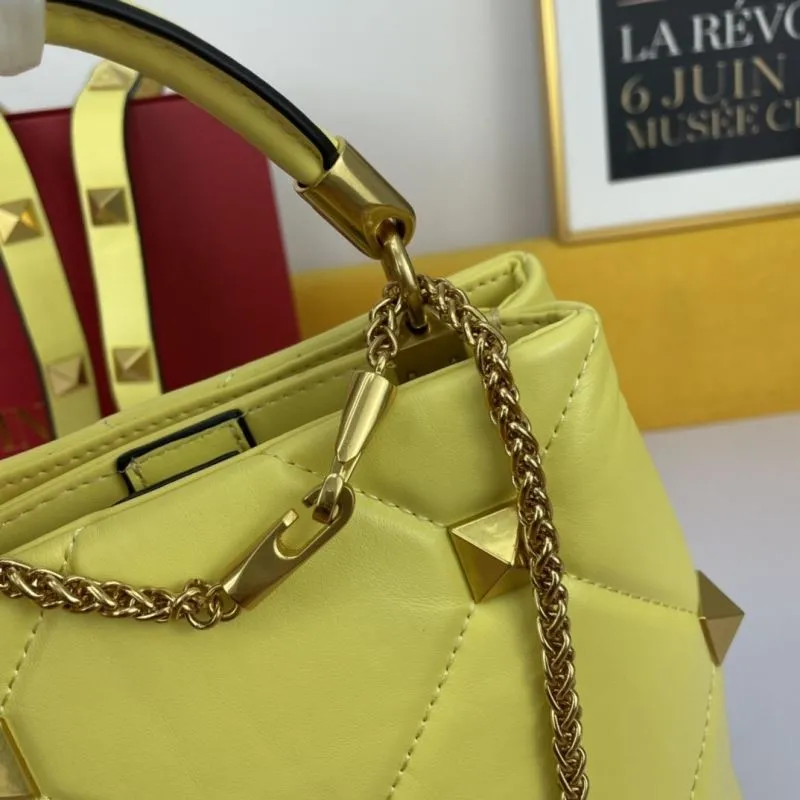 Valentino Yellow Studded Handbag 698 - Image 6